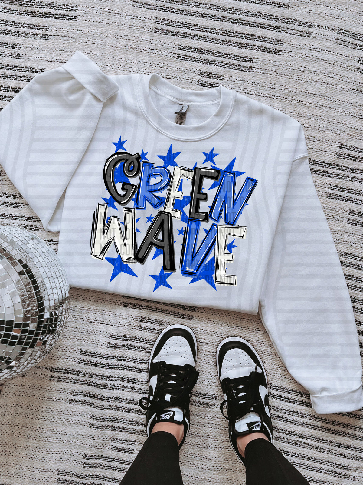 green wave black and blue with blue stars (caplinger) DTF Transfer