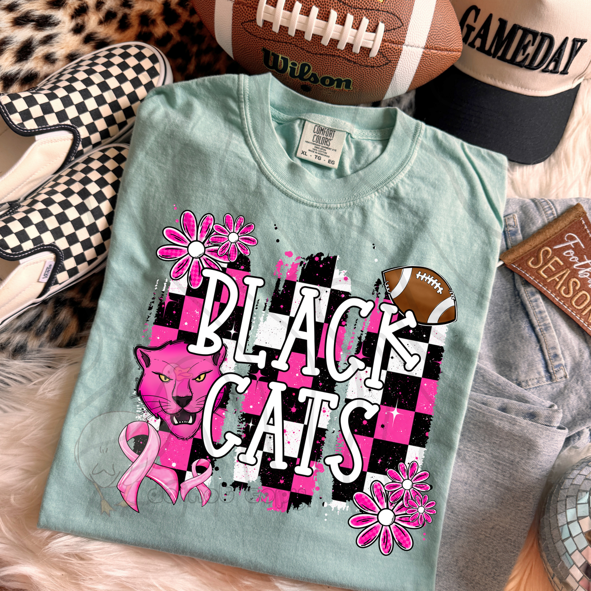 Black Cats Pink Checker Mascot (DKD) DTF Transfers
