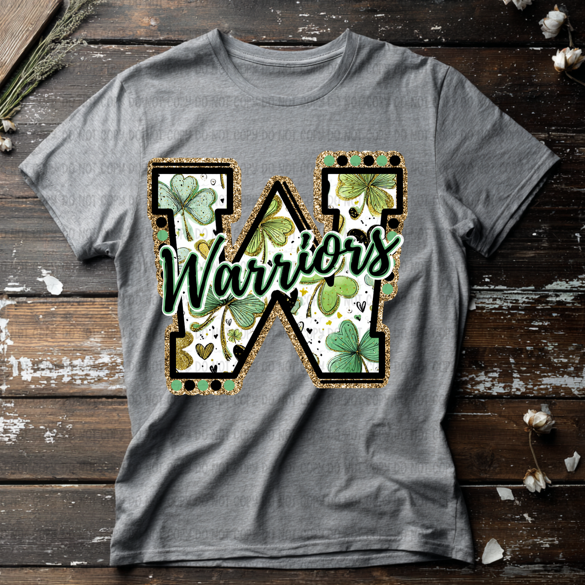 Warriors letter St. Patrick's Day GREEN (Revel) DTF Transfer