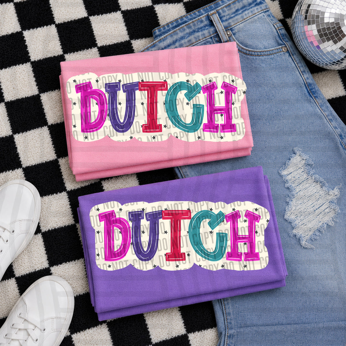 dutch bubble around letters with small stars (Caplinger) DTF Transfer