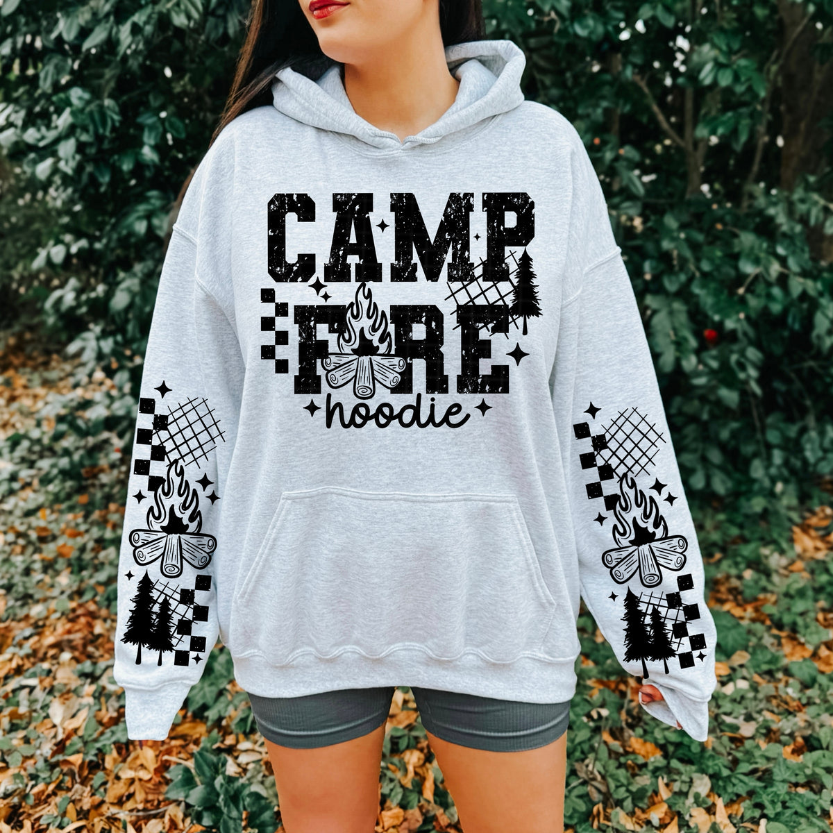 Campfire hoodie (front only) (black) CSC DTF Transfer