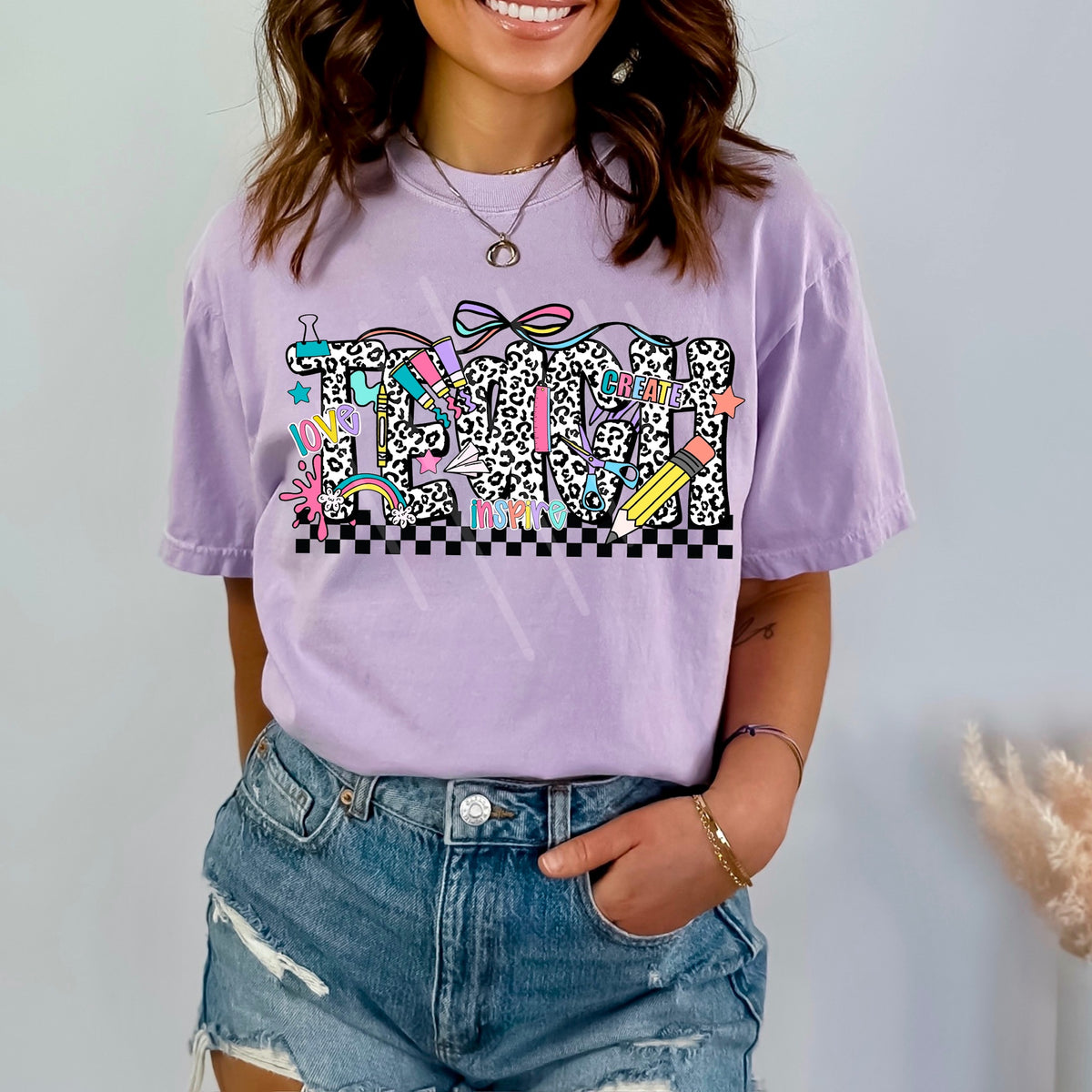 Teach black and white cheetah letters scarlow 110296 DTF transfer