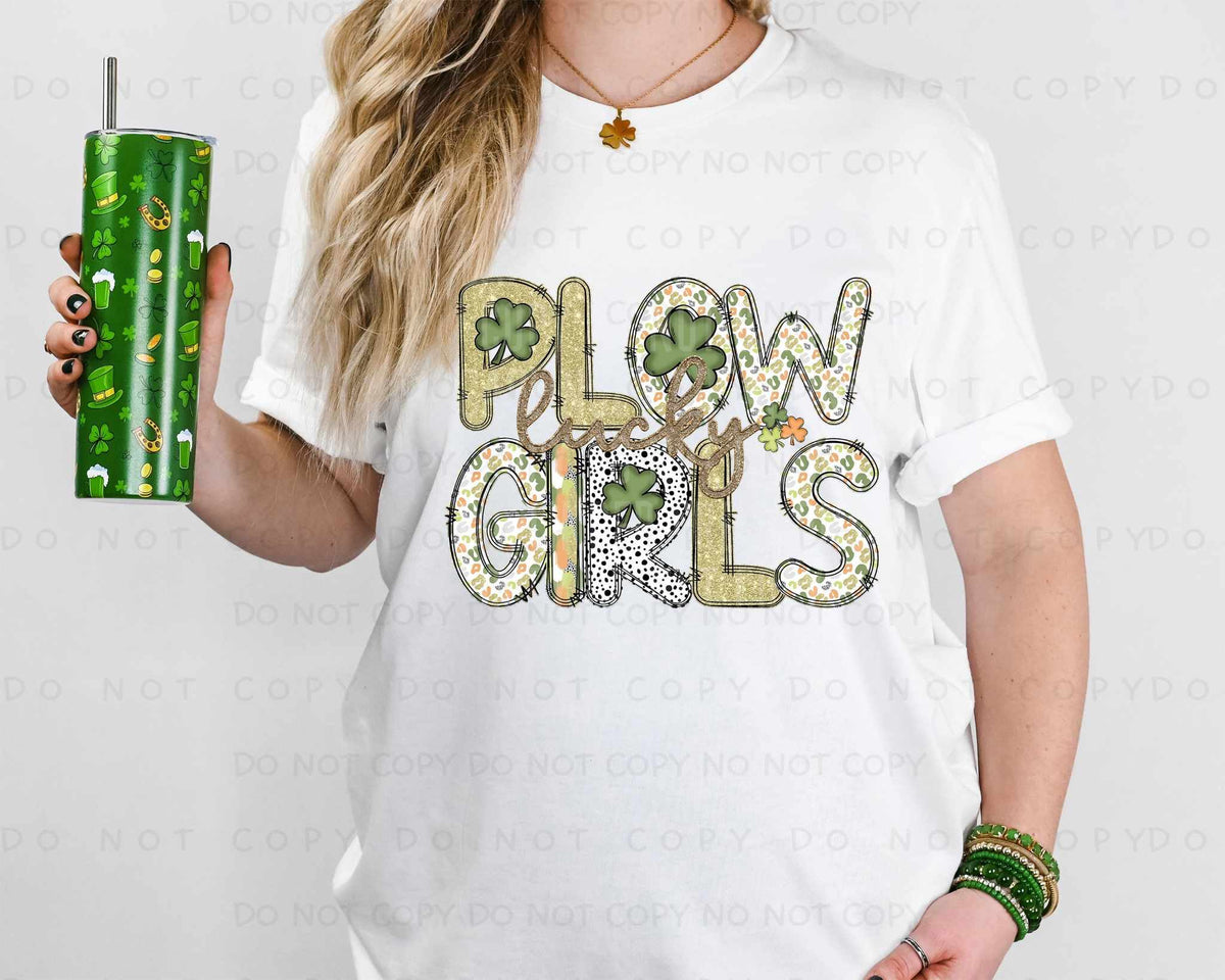 Lucky plow girls st Patrick patterns (caplinger) 82537 DTF transfer