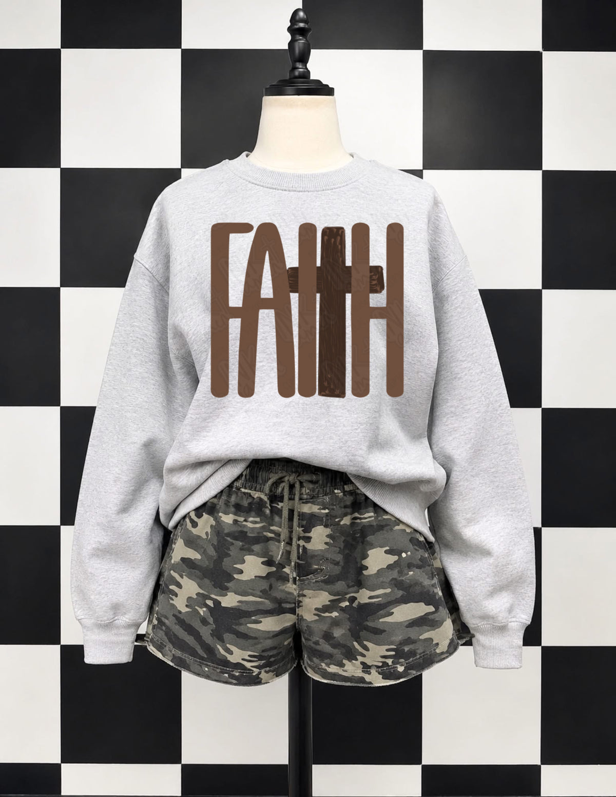 Faith brown cross and font DTF Transfer