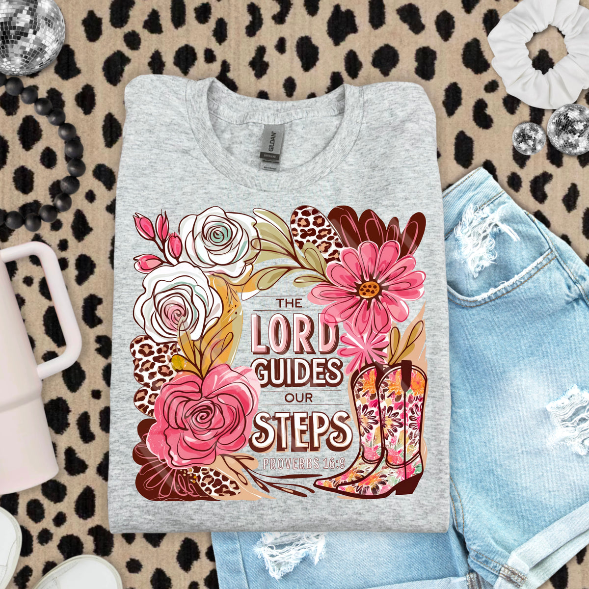 Lord Guide our Steps Boots and Abstract Florals 110906 DTF transfer
