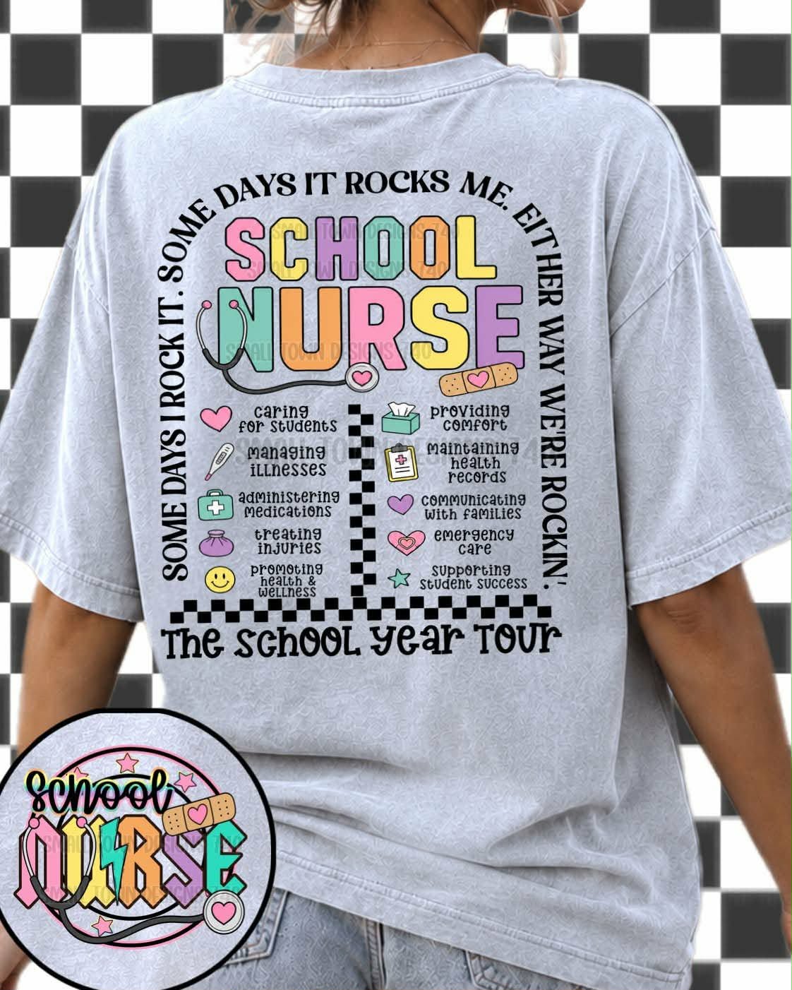 School Nurse lightning colorful arch with school words BACK (STD) DTF Transfer