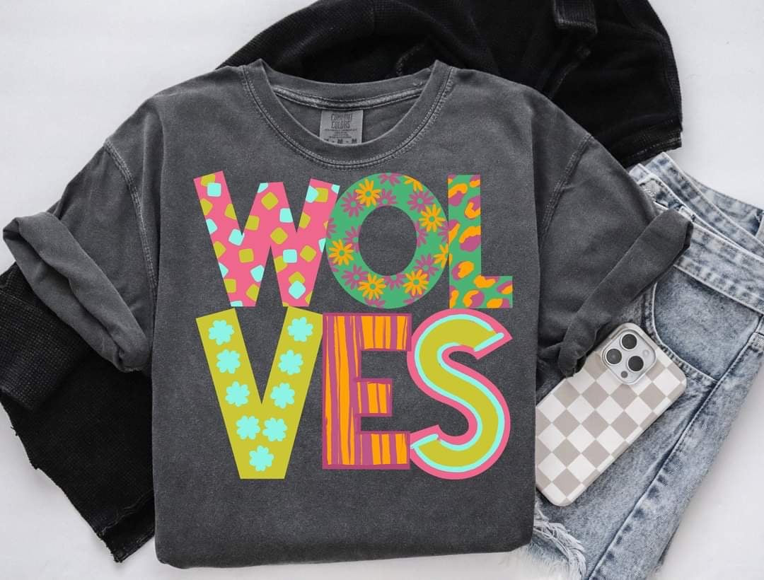 Wolves patterned font (S&G) 60358 DTF transfer