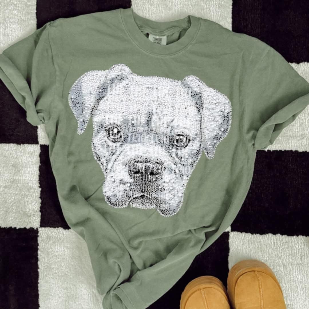 Rhinestone white pitbull (Classy) 95280 DTF transfer