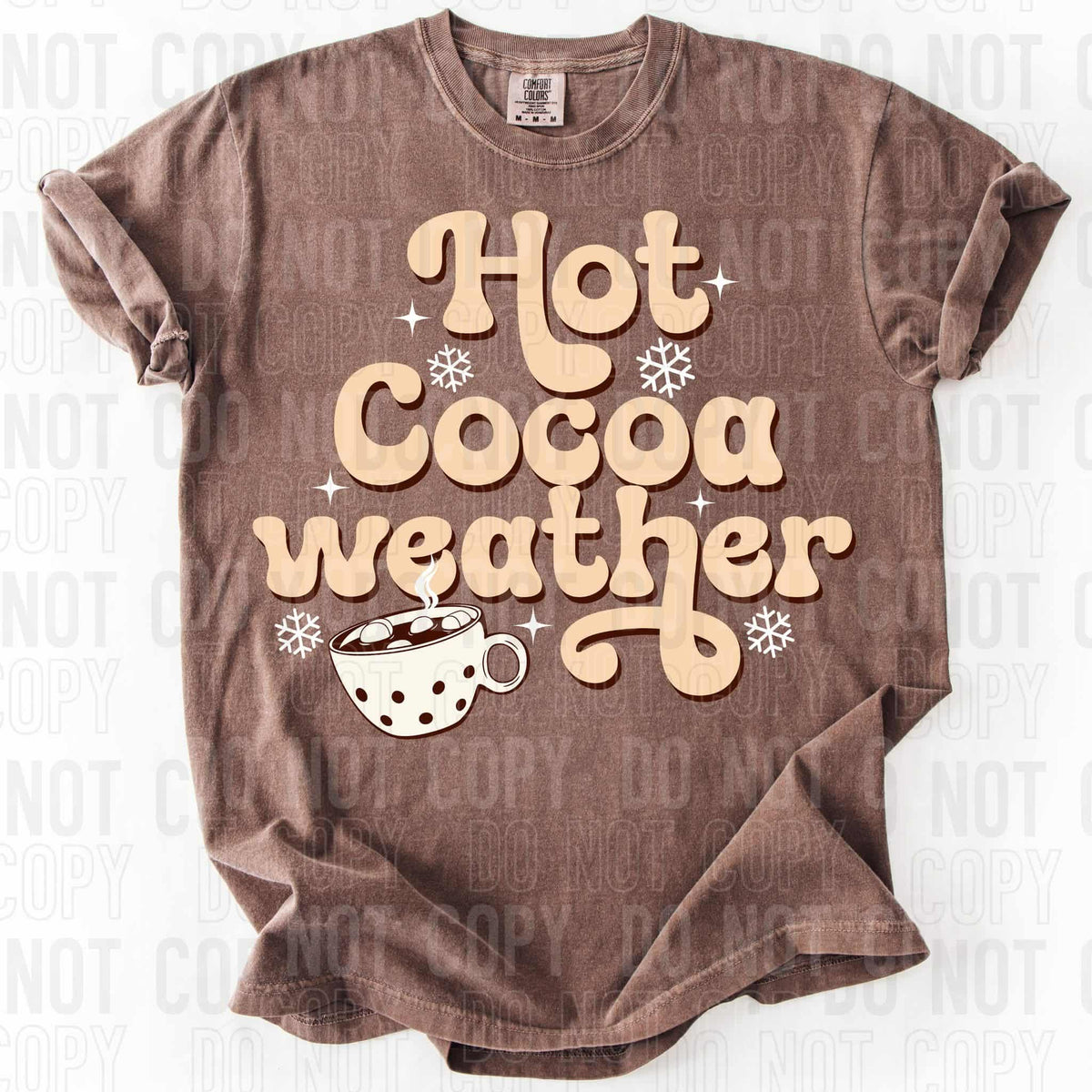 Hot Cocoa Weather with mug and snowflakes  (SBB) DTF transfer