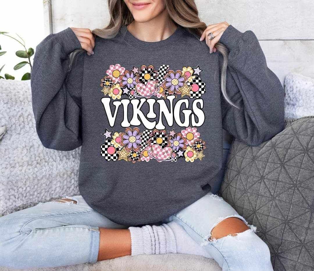 Vikings checkered florals (S&G) 62445 DTF transfer