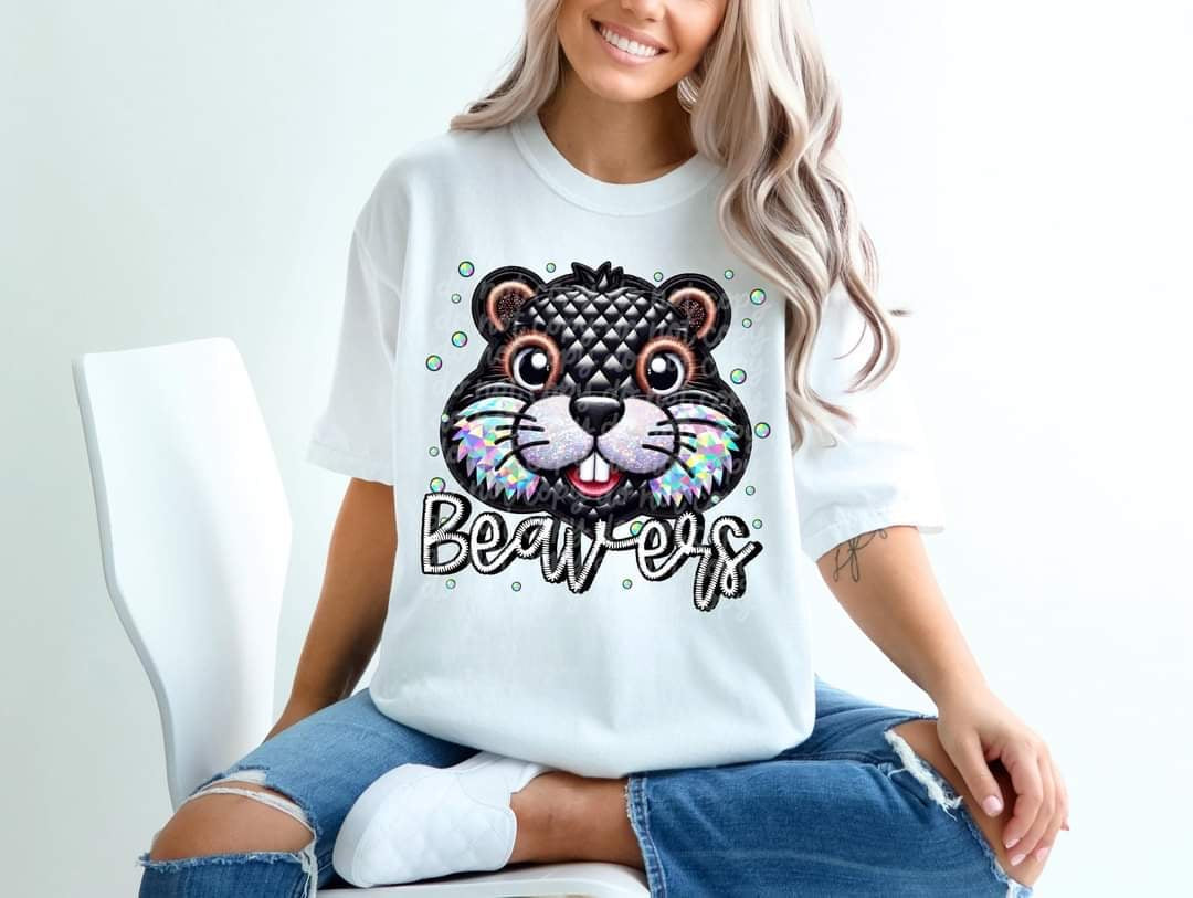 Beavers bedazzled mascot 53566 DTF transfer