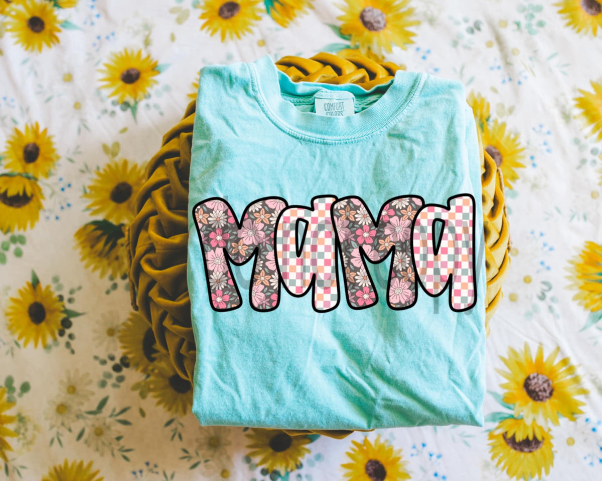 Mama floral and checkered 87733 DTF transfer