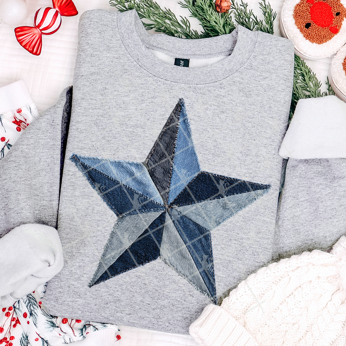 Faux denim 5 Point Star (TTD) DTF Transfer