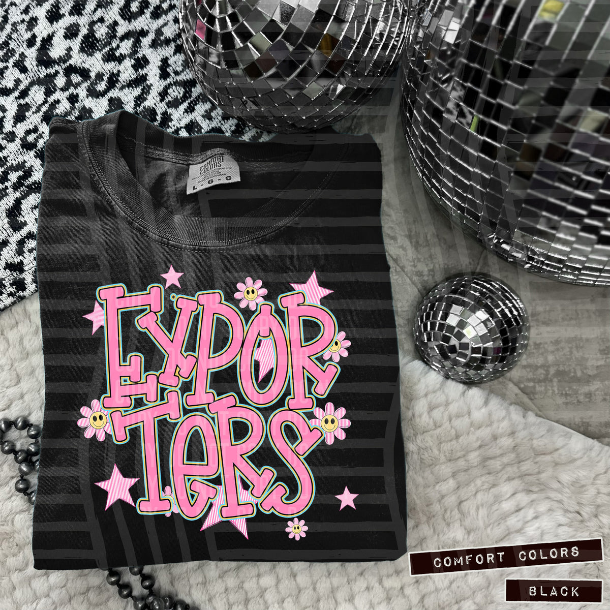 Exporters Pink Flowers And Stars 104954 DTF transfer