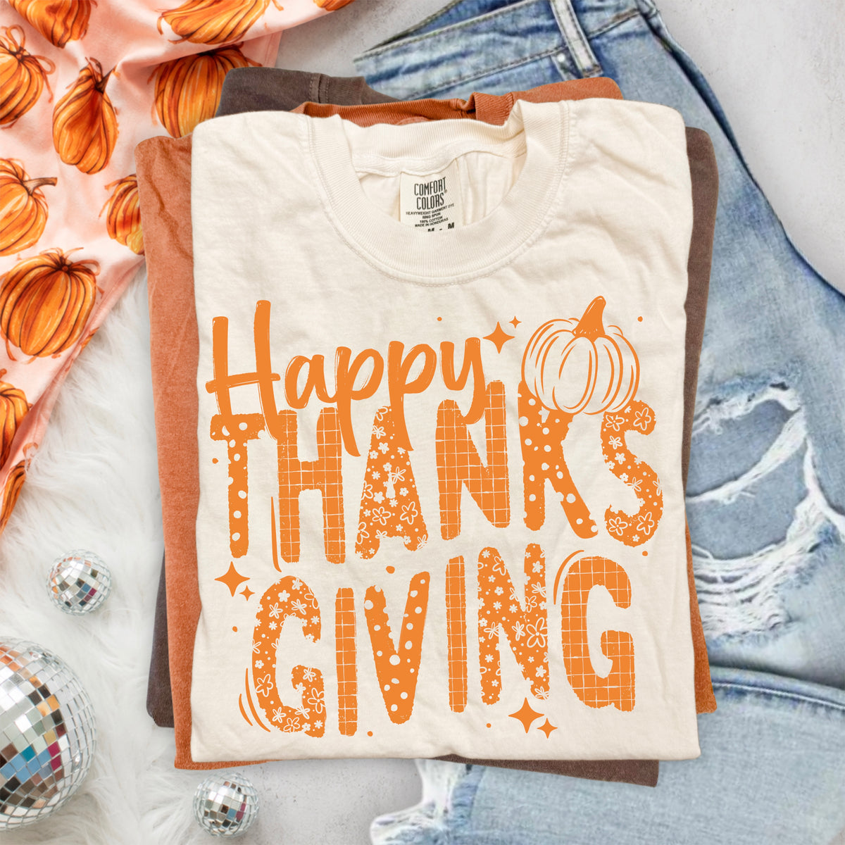 Happy Thanksgiving orange (Csc) DTF Transfer