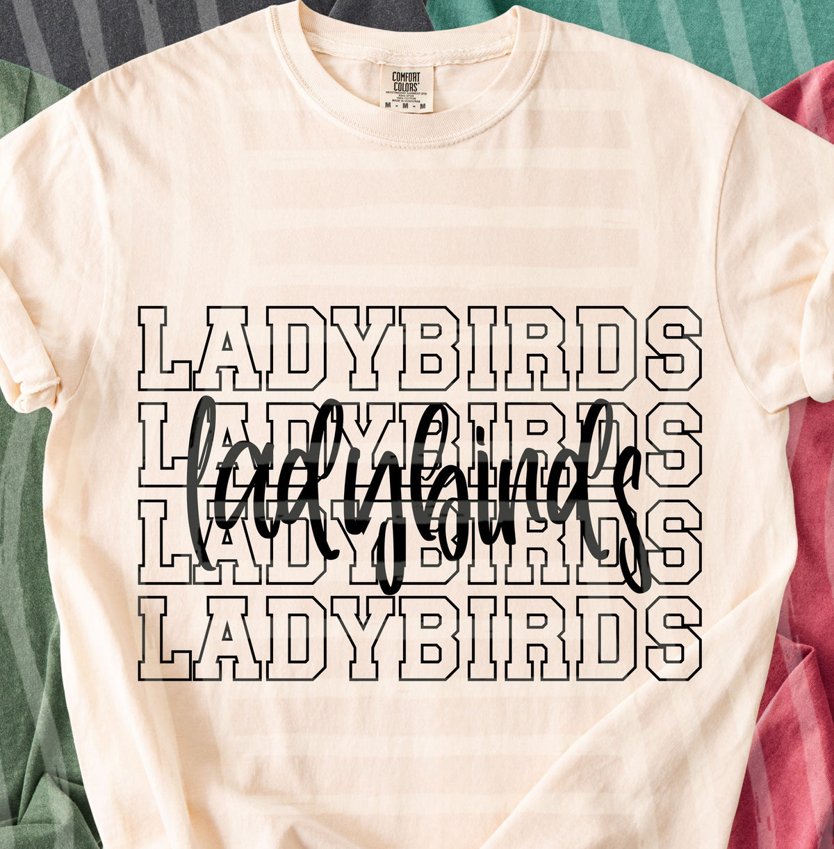 ladybirds simple stacked outlines (Caplinger) DTF Transfer