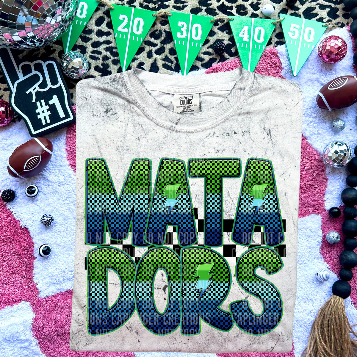 Matadors Blue and Green Checkered (Caplinger) DTF transfer