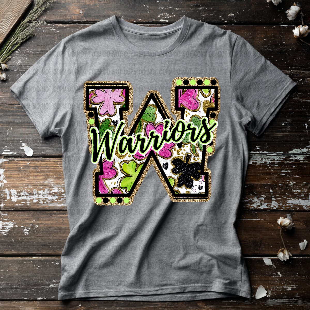 Warriors letter St. Patrick's Day PINK (Revel) DTF Transfer