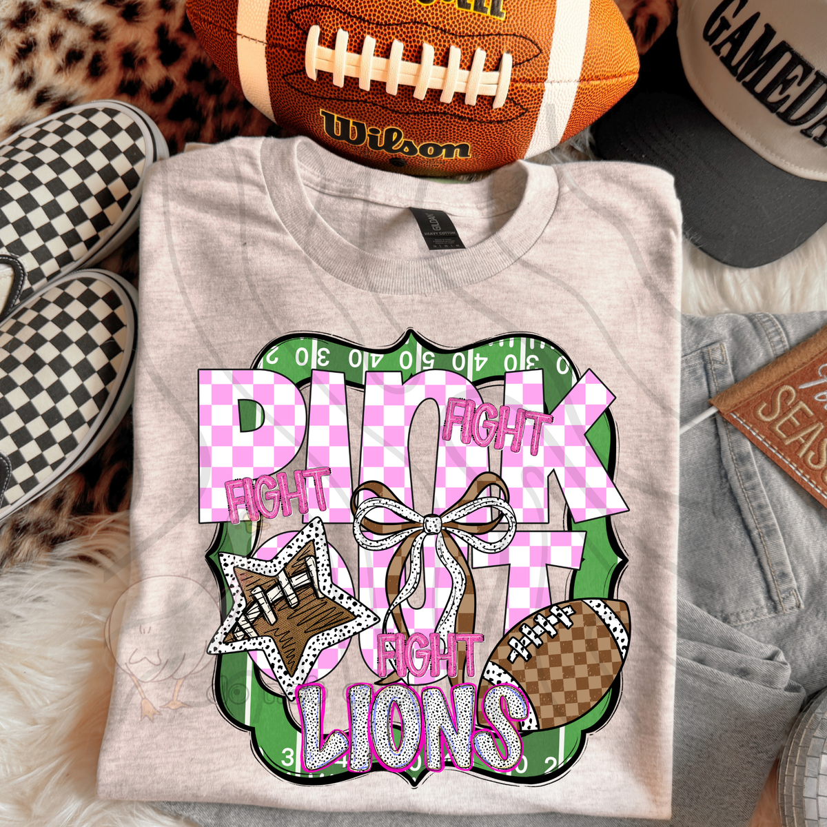 Lions fight fight fight pink out (DKD) DTF transfer
