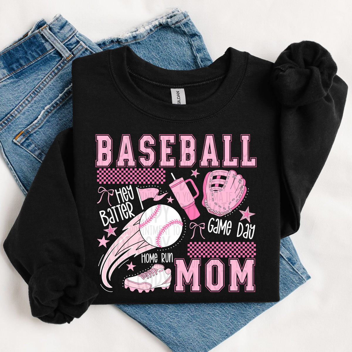 Baseball Mom Pink Items WHITE (SWD) DTF transfer