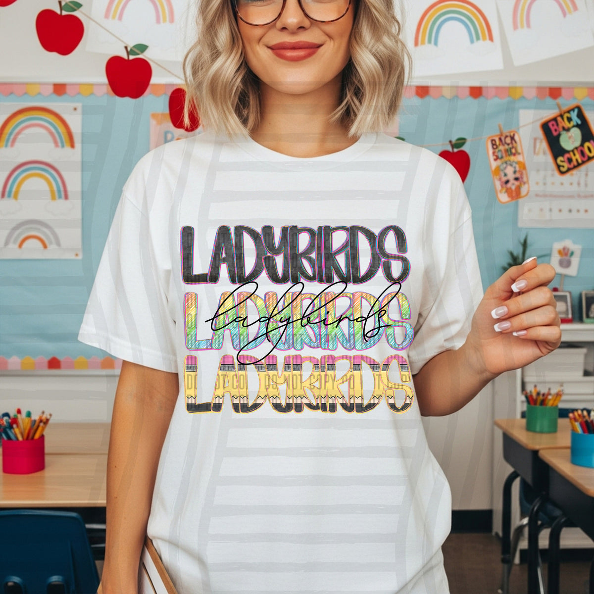 ladybirds crayon cutie stacked (Caplinger) DTF Transfer