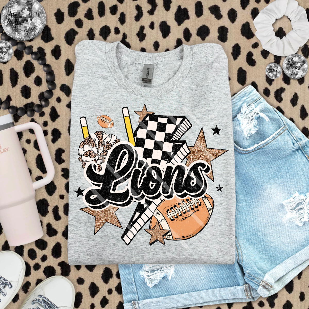 Lions Football Mascot Checker Lightning Scarlow 110196 DTF transfer