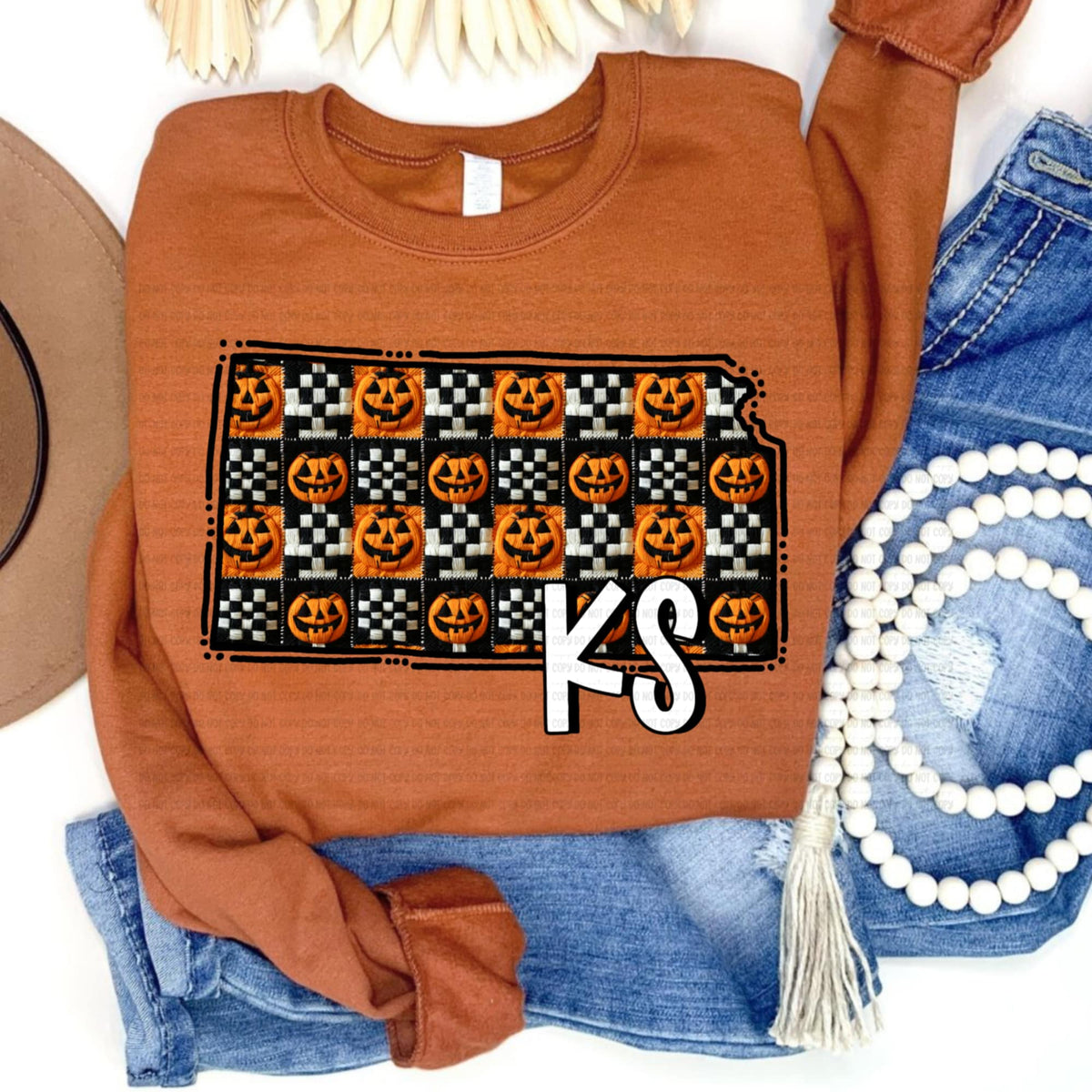 Kansas pumpkin checker REVEL DTF transfer
