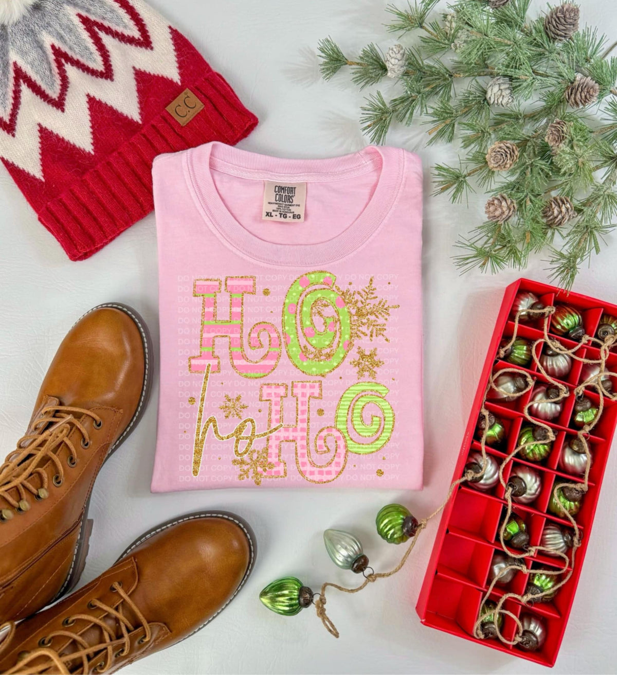 Ho Ho Ho pink and green (SCG) DTF Transfer