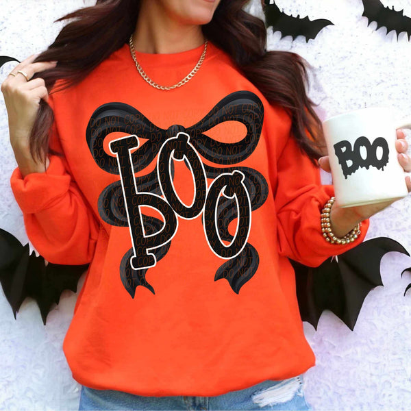 Boo black bow CITY DTF transfer