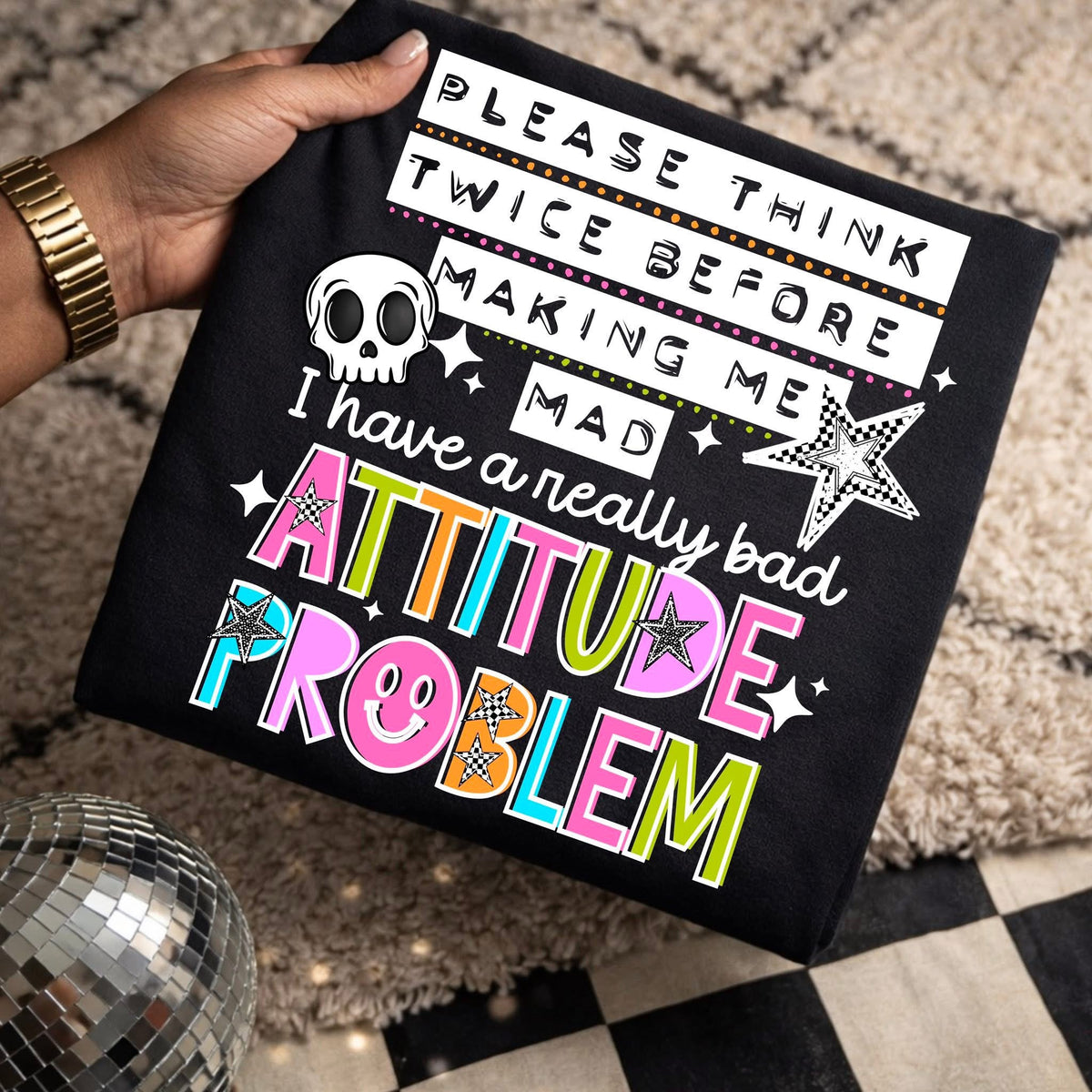 Think twice attitude problem WHITE (CSC) DTF Transfer