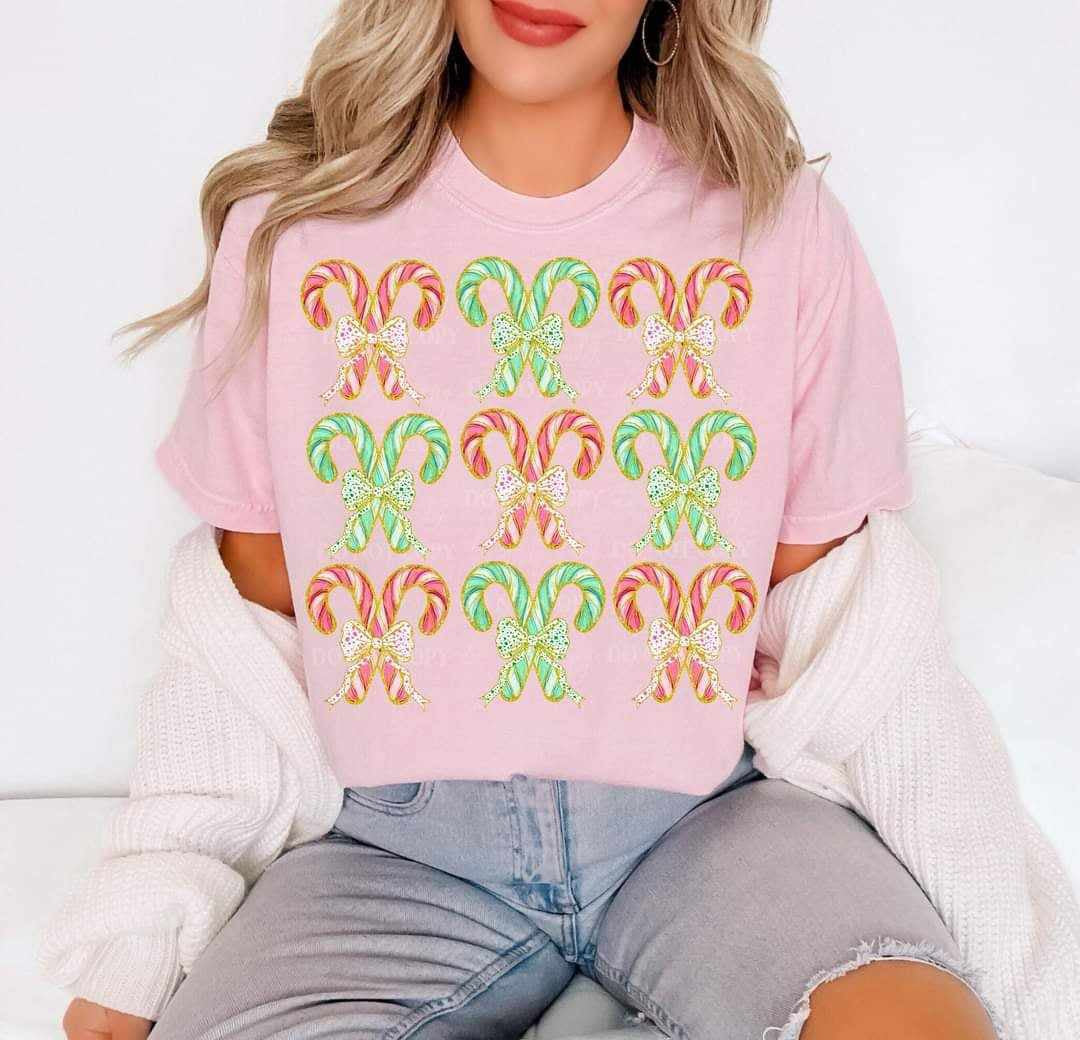 Red and green candy cane collage (LYTTLE) 70037 DTF transfer
