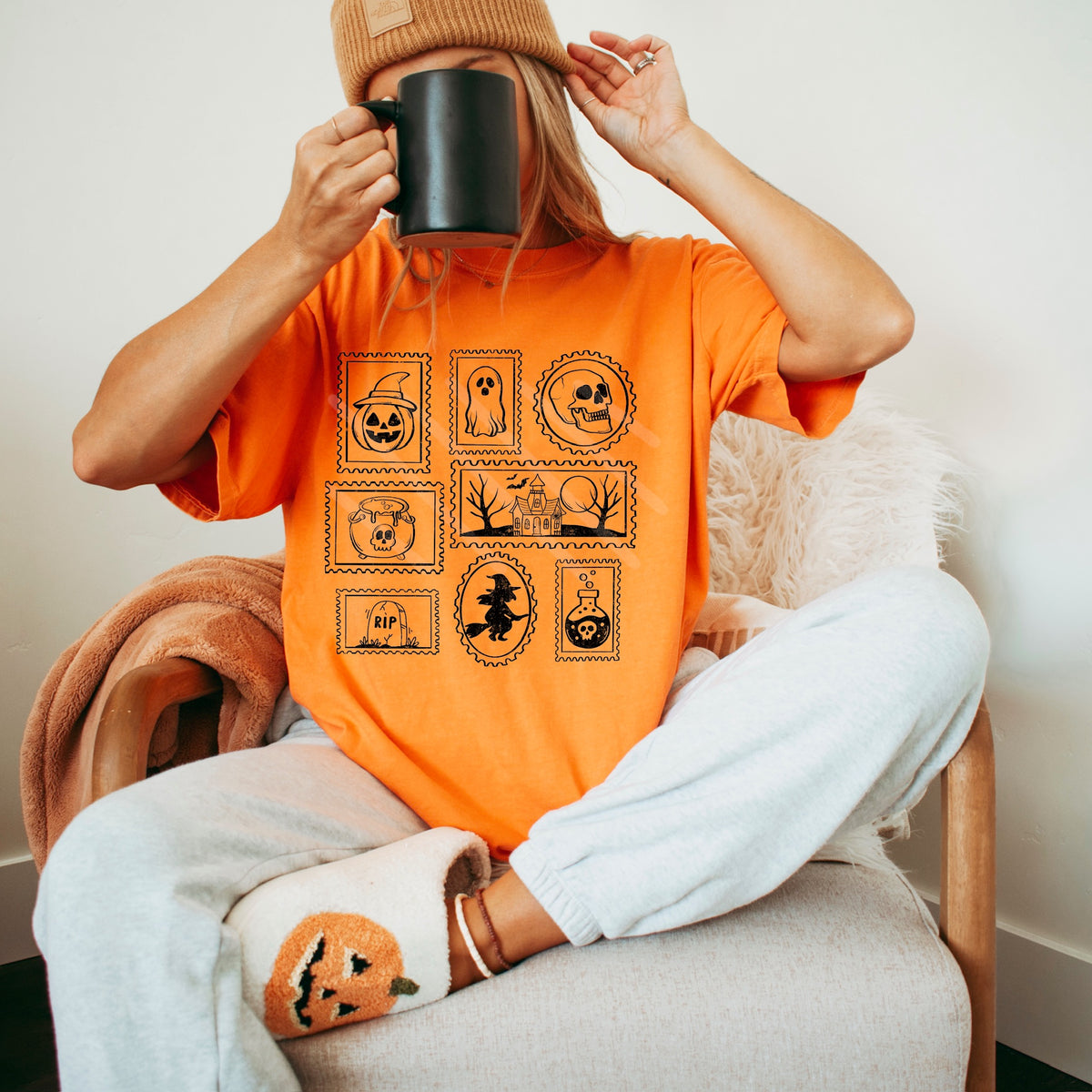 Eight Halloween stamps BLACK (scarlow) 114306 DTF transfer