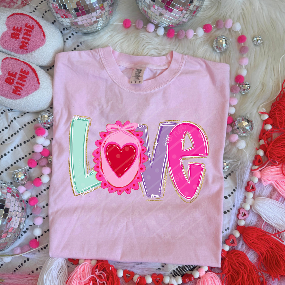 Love with oval heart DTF transfer