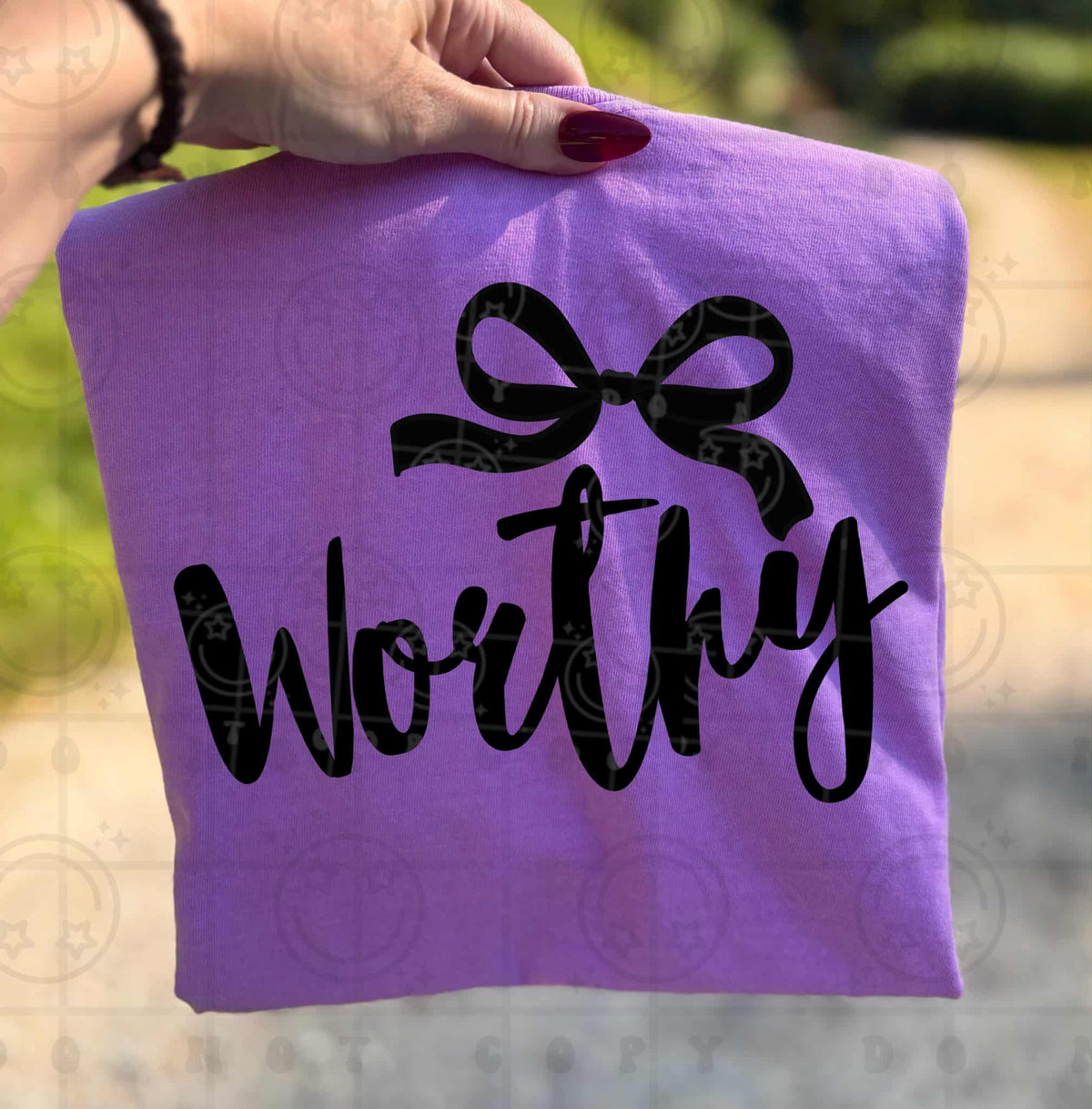 Worthy BLACK with bow (HW) DTF Transfer