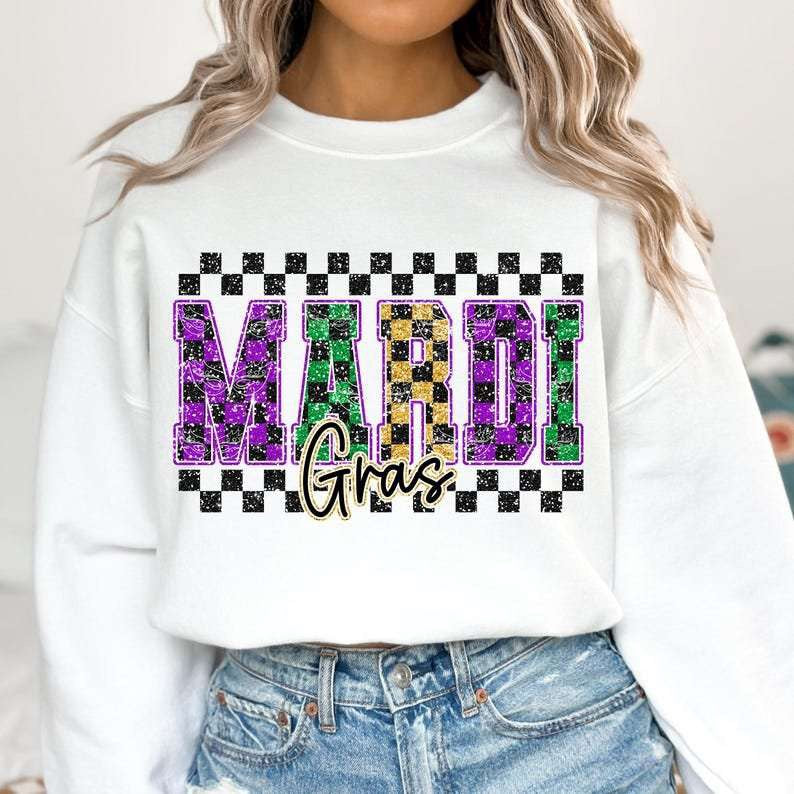 Mardi Gras checkered 80187 DTF transfer