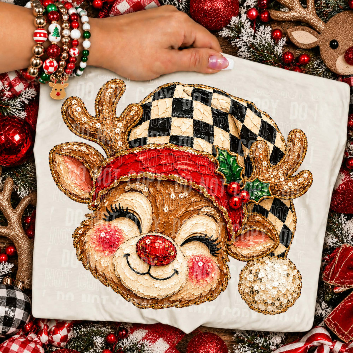 Reindeer checker hat (SBB) Sunday Special DTF transfer