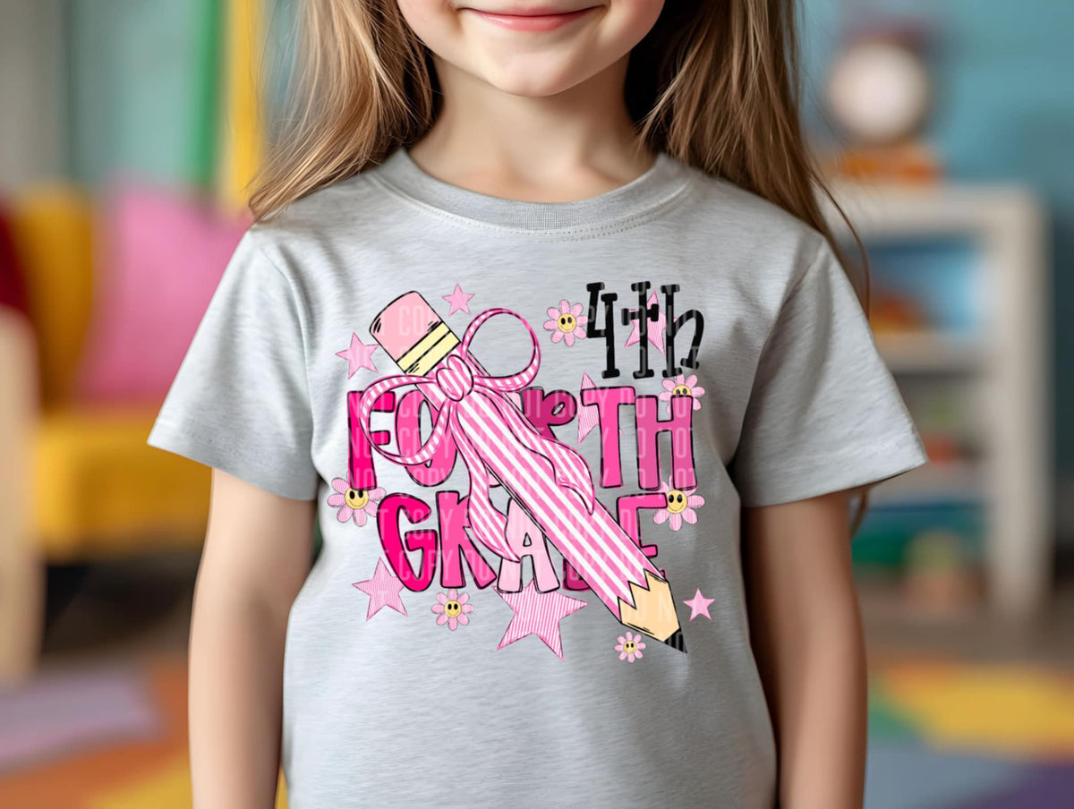 Fourth grade PINK with pencil (Caplinger) 107200 DTF transfer