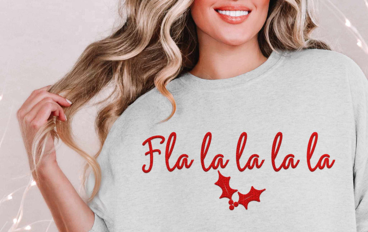 Fla La La La red embroidery (HW) 67100 DTF transfer