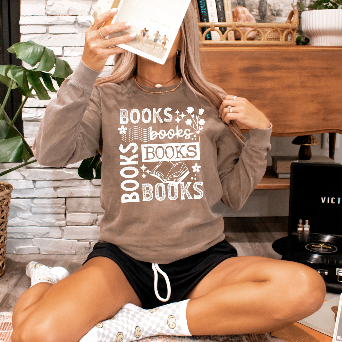 Books repeated collage WHITE (CSC) DTF Transfer