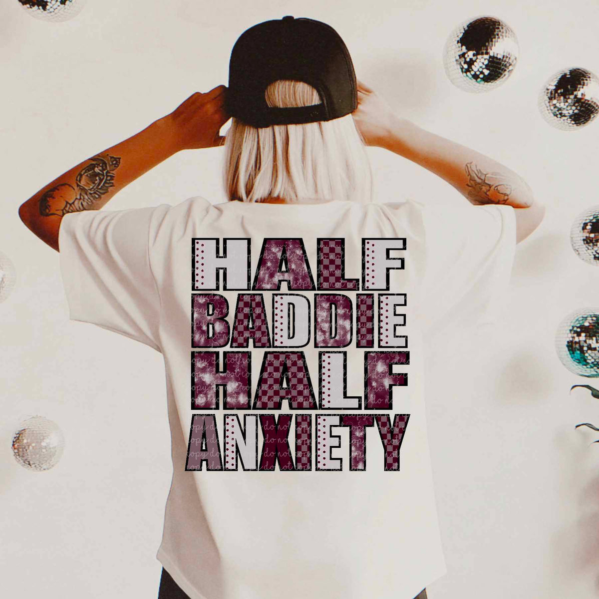 Half baddie half anxiety (CMLD) 84736 DTF transfer