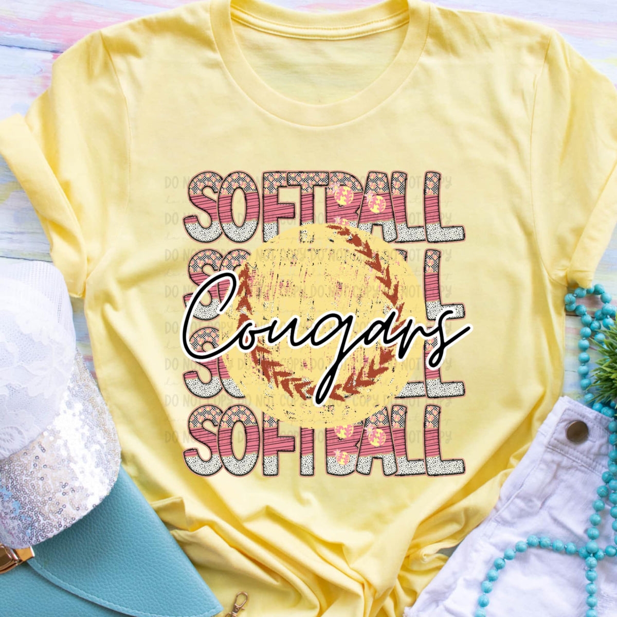 Softball cougars stacked (Revel) 93921 DTF transfer