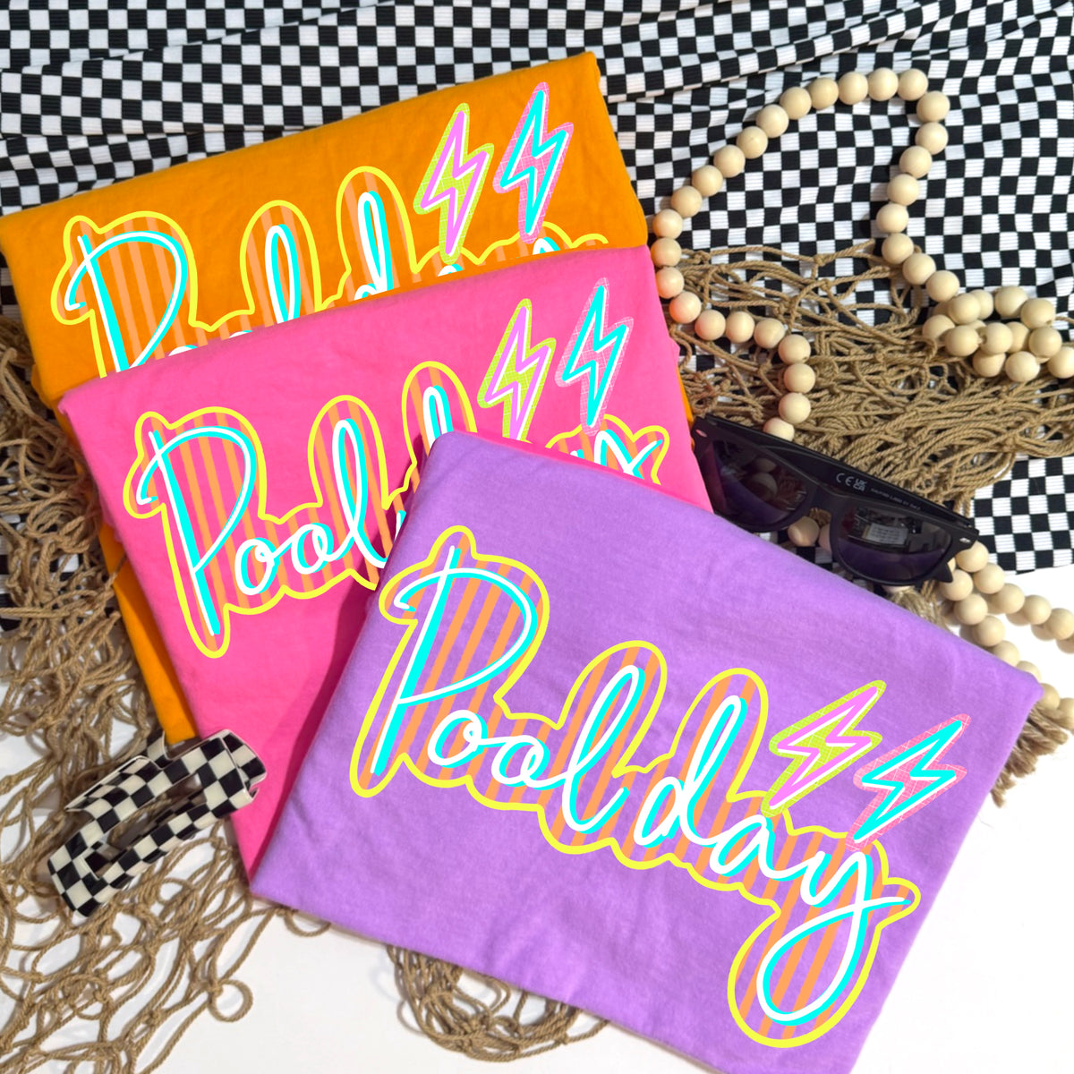 Pool Day cursive stripes (CSC) DTF Transfer