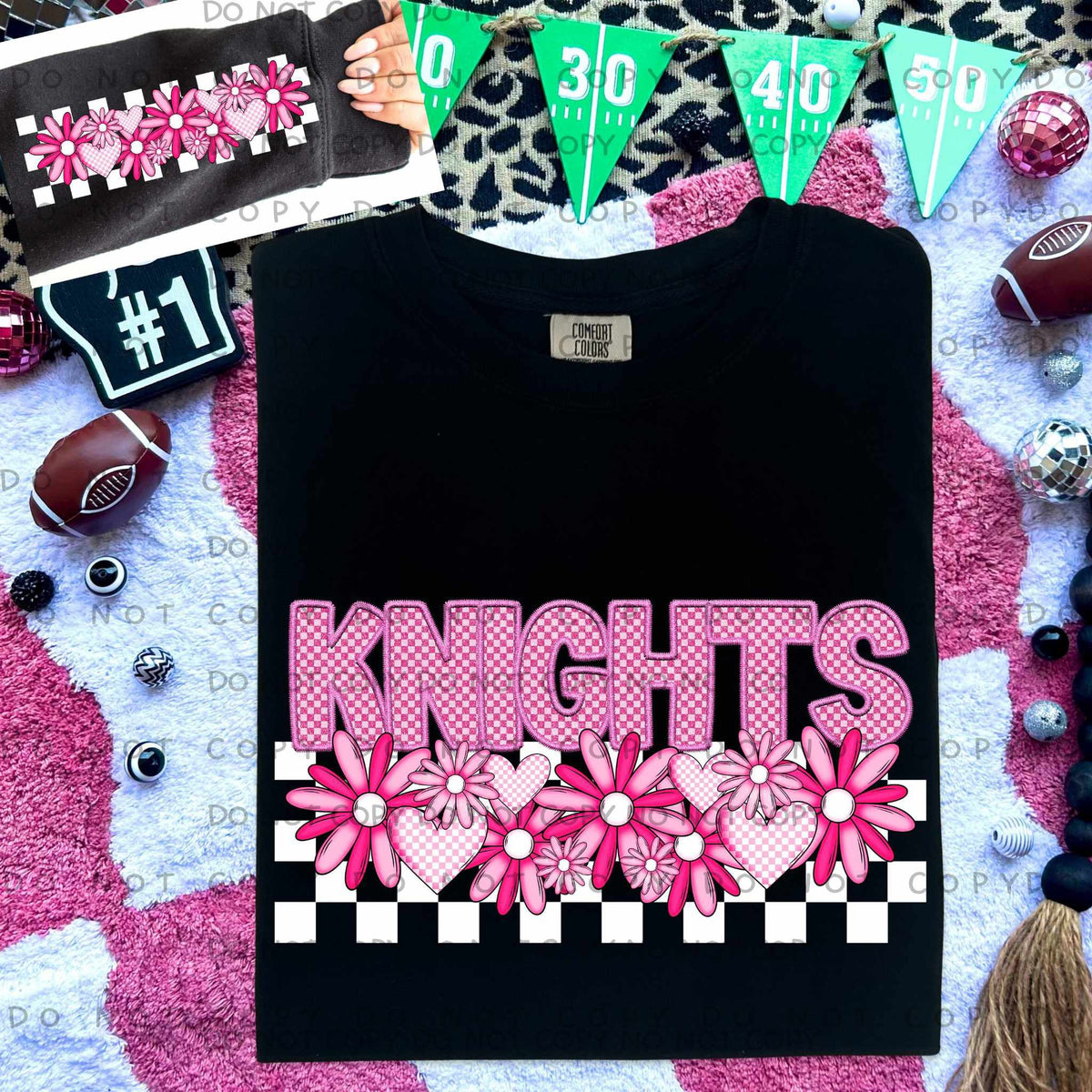Knights pink checkered (caplinger) 77828 DTF transfer
