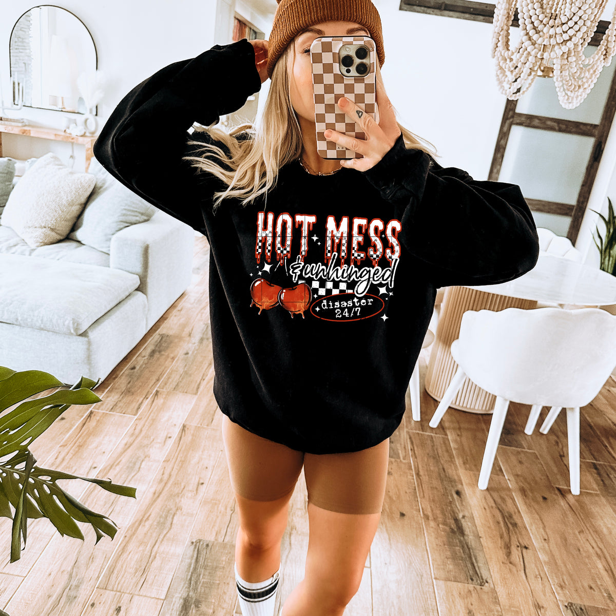 Hot Mess and Unhinged cherries WHITE accents CSC DTF Transfer