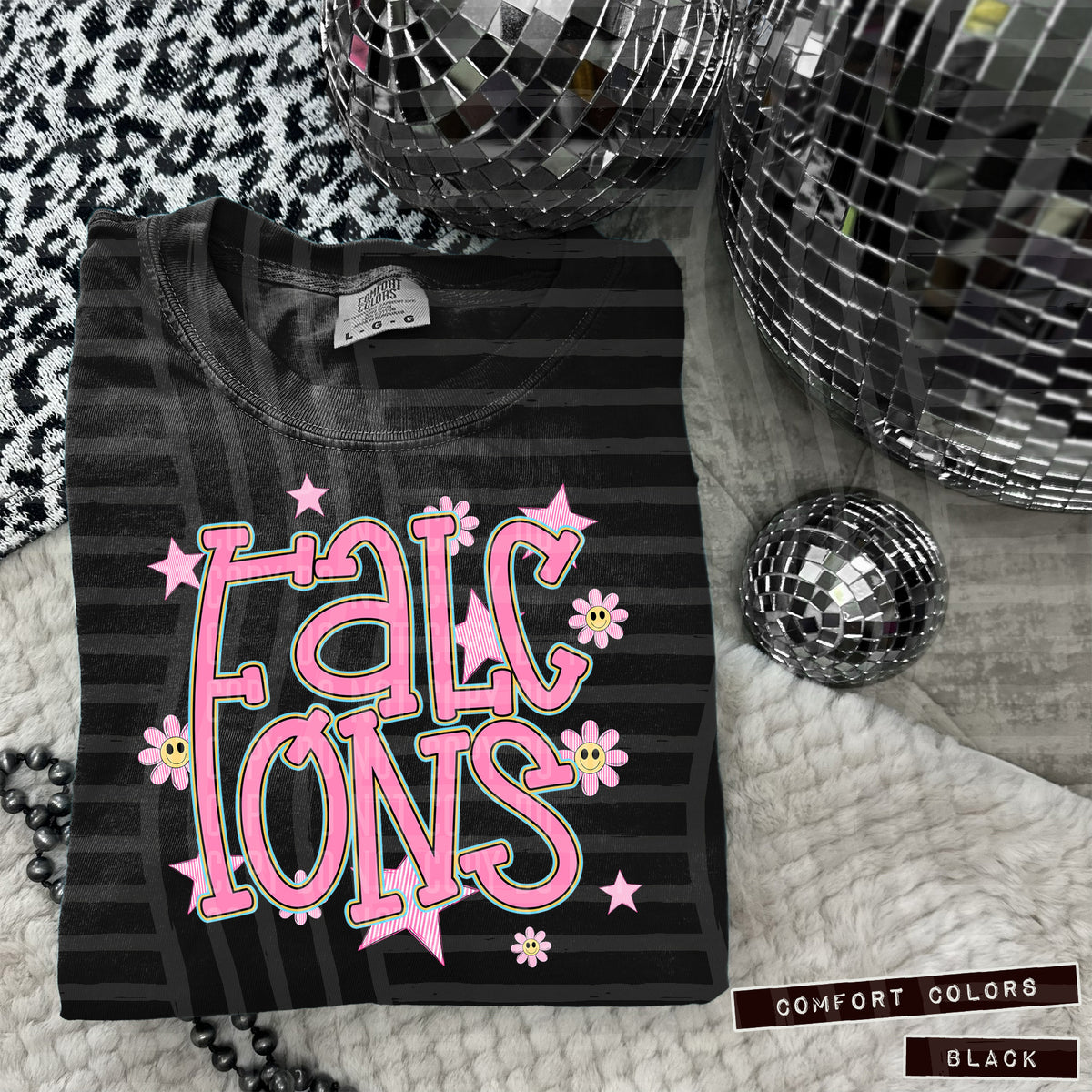 Falcons Pink Flowers And Stars 104955 DTF transfer