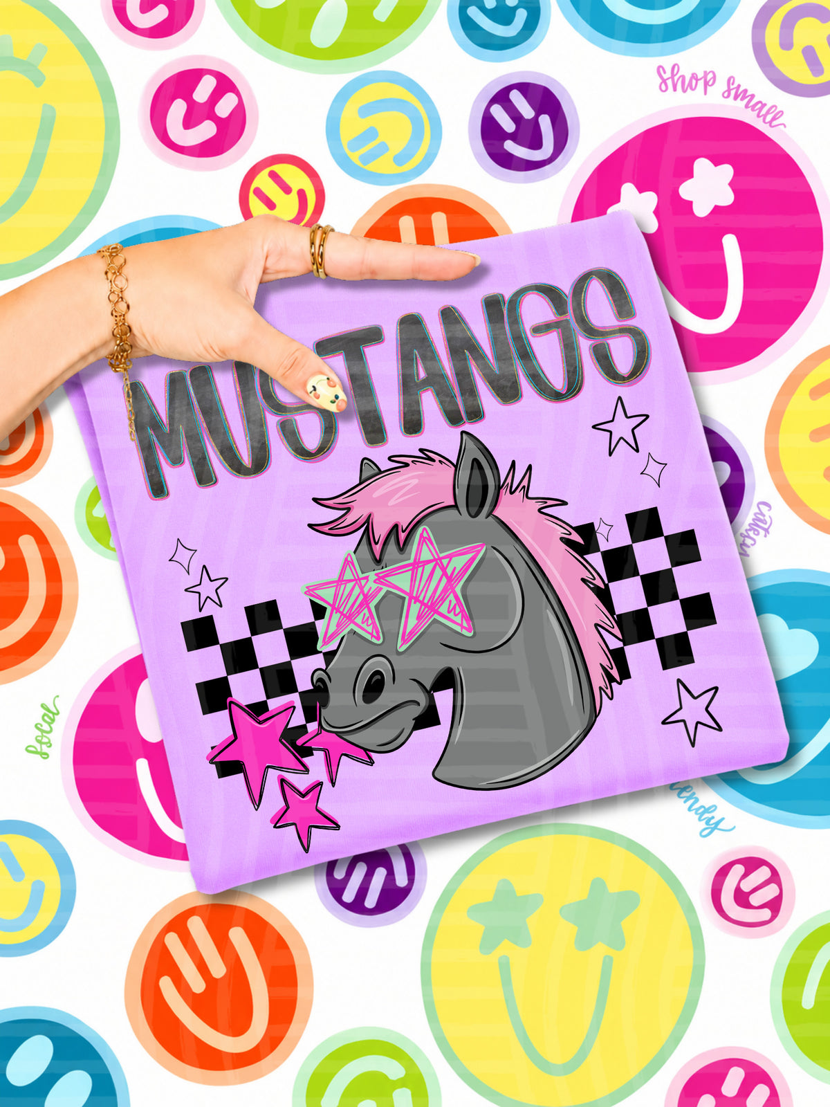 mustangs GREY starry eyed checks (CAPLINGER) DTF Transfer