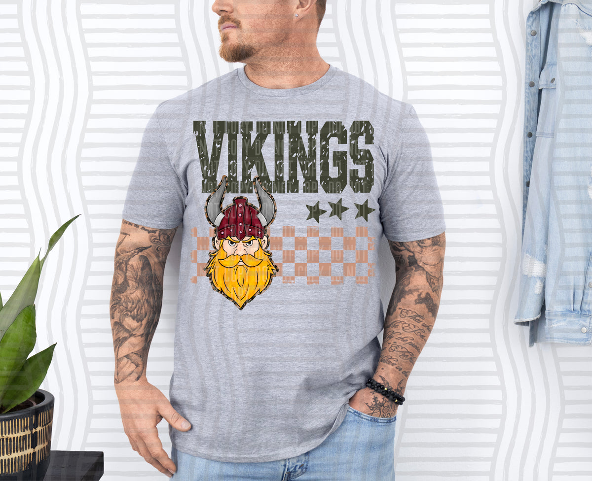 Vikings Maroon Tan Checker (Caplinger) DTF Transfers