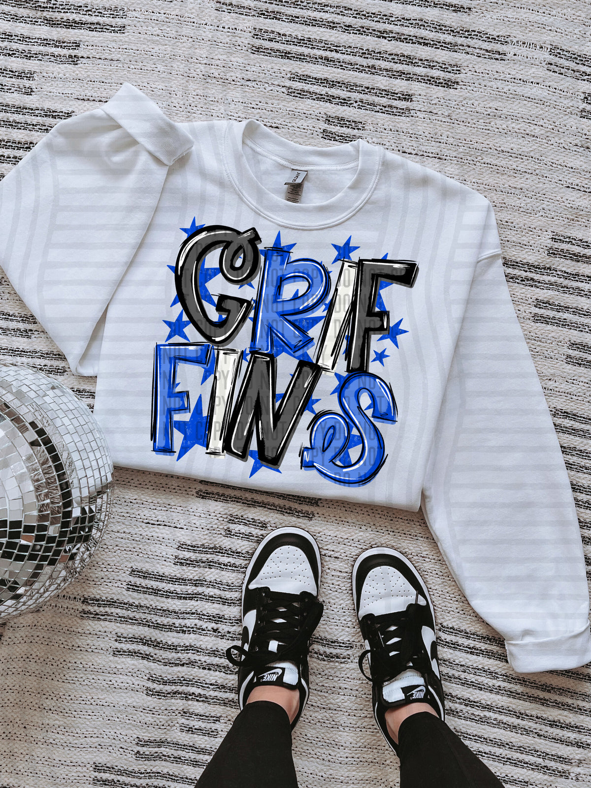 griffins black and blue with blue stars (caplinger) DTF Transfer