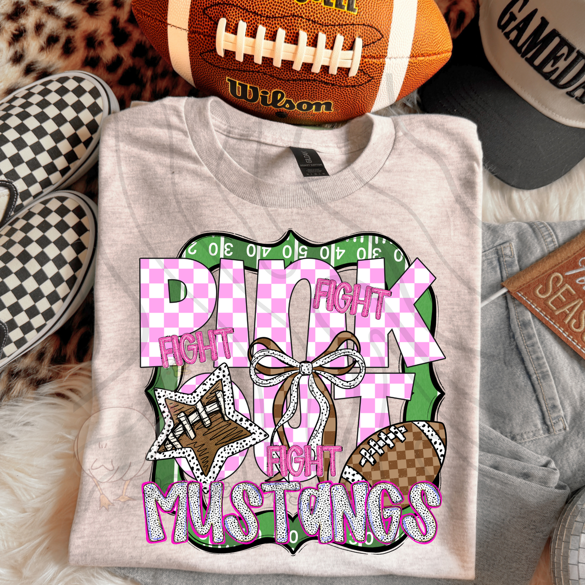 Mustangs fight fight fight pink out (DKD) DTF transfer