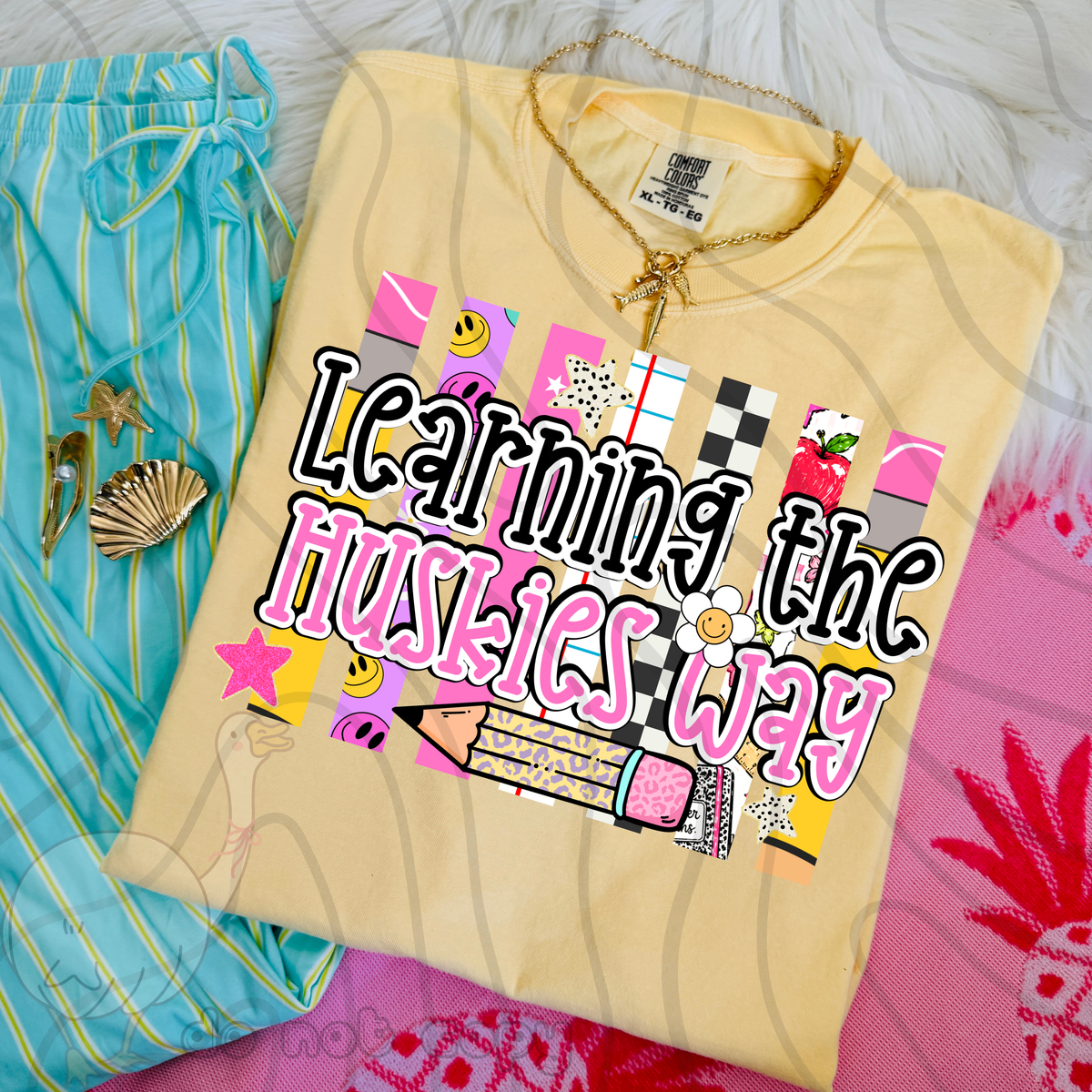 Learning the huskies way school stripes (DKD) DTF Transfer